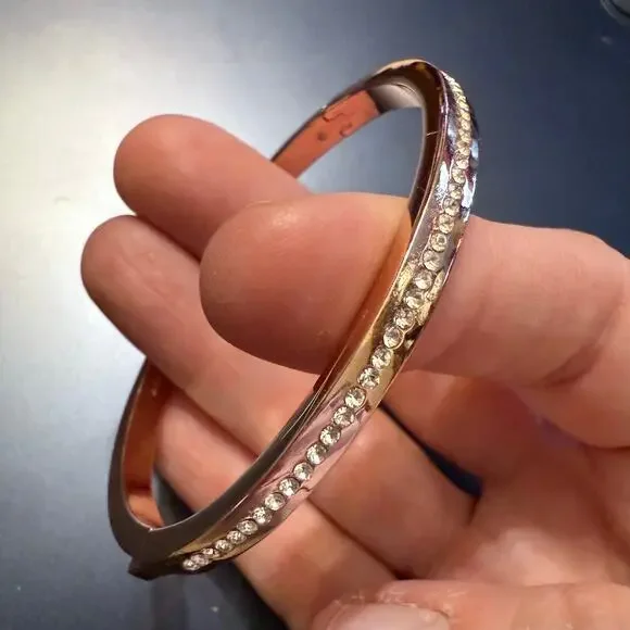 Kate Spade New York Pave Rose Gold Hinged Bangle Bracelet - Picture 3 of 9